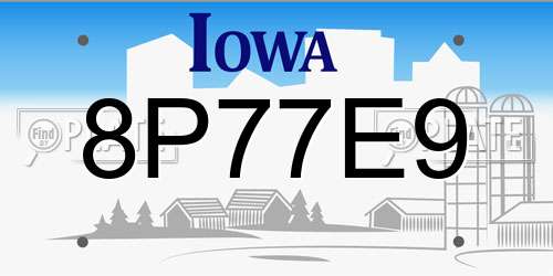 8P77E9 Iowa License Plate