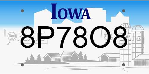 8P78O8 Iowa License Plate
