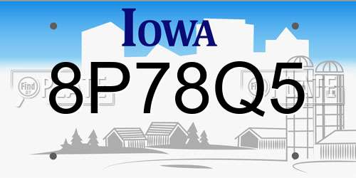 8P78Q5 Iowa License Plate