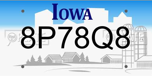 8P78Q8 Iowa License Plate