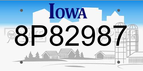 8P82987 Iowa License Plate