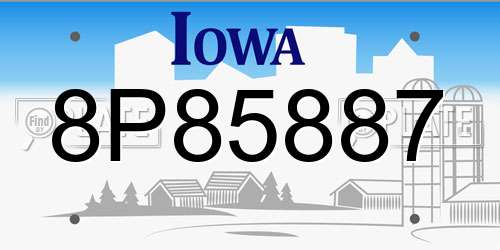 8P85887 Iowa License Plate