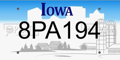 8PA194 Iowa License Plate