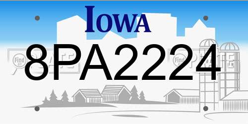 8PA2224 Iowa License Plate