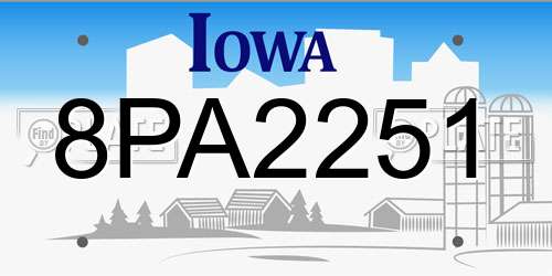8PA2251 Iowa License Plate