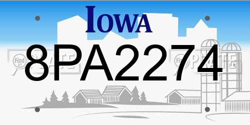 8PA2274 Iowa License Plate