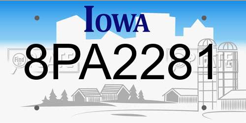8PA2281 Iowa License Plate
