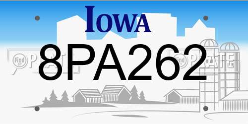 8PA262 Iowa License Plate