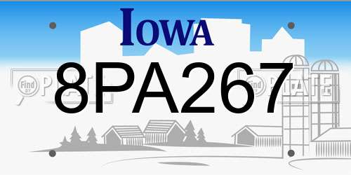8PA267 Iowa License Plate