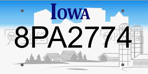 8PA2774 Iowa License Plate