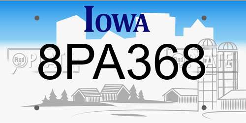 8PA368 Iowa License Plate