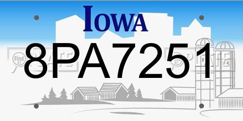 8PA7251 Iowa License Plate