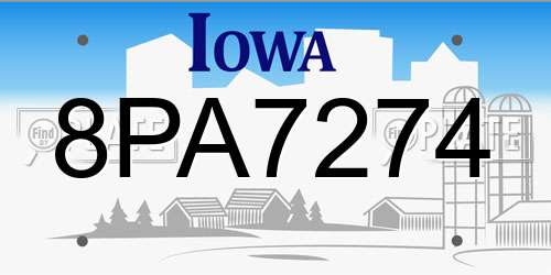 8PA7274 Iowa License Plate