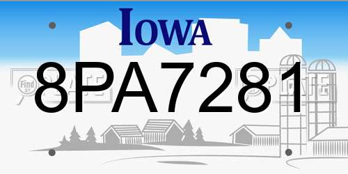8PA7281 Iowa License Plate