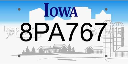 8PA767 Iowa License Plate
