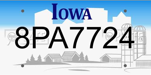 8PA7724 Iowa License Plate