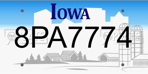 8PA7774 Iowa License Plate