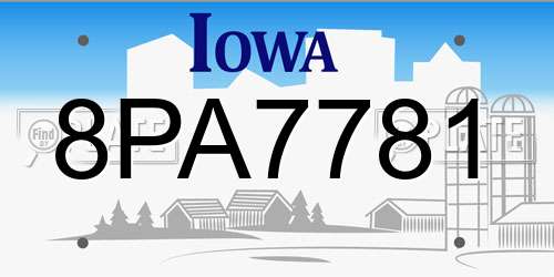 8PA7781 Iowa License Plate