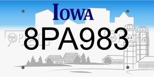 8PA983 Iowa License Plate