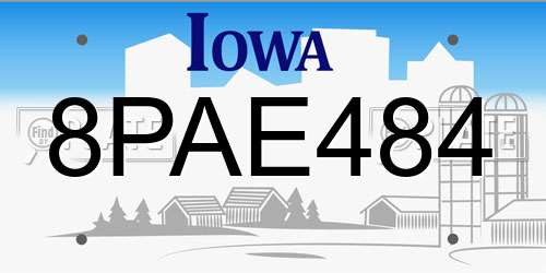 8PAE484 Iowa License Plate