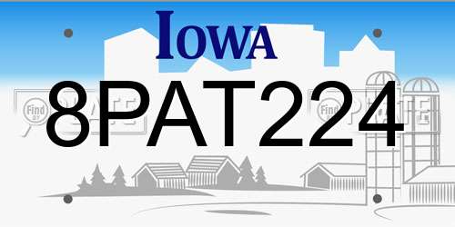 8PAT224 Iowa License Plate