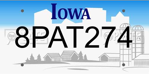 8PAT274 Iowa License Plate
