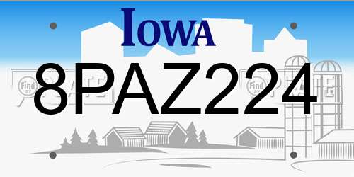 8PAZ224 Iowa License Plate