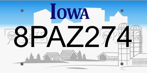 8PAZ274 Iowa License Plate