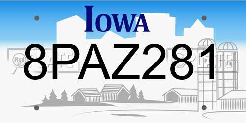 8PAZ281 Iowa License Plate