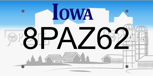 8PAZ62 Iowa License Plate