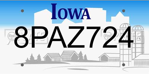 8PAZ724 Iowa License Plate