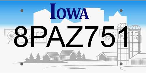 8PAZ751 Iowa License Plate