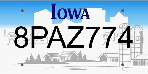 8PAZ774 Iowa License Plate