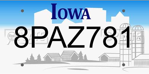 8PAZ781 Iowa License Plate