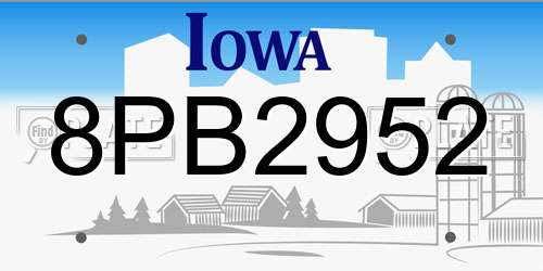 8PB2952 Iowa License Plate