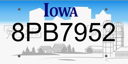 8PB7952 Iowa License Plate