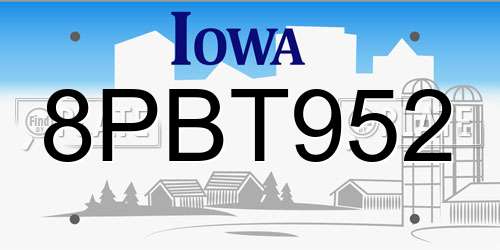 8PBT952 Iowa License Plate