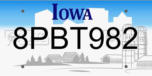 8PBT982 Iowa License Plate