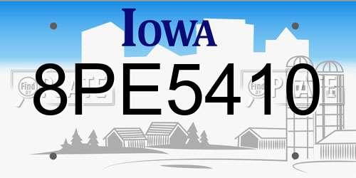8PE5410 Iowa License Plate