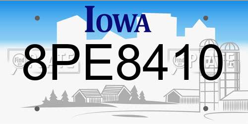 8PE8410 Iowa License Plate
