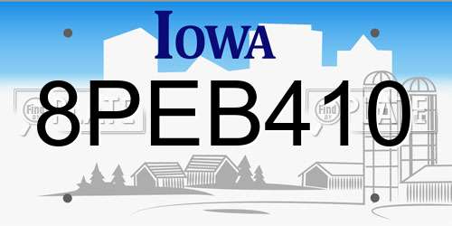 8PEB410 Iowa License Plate