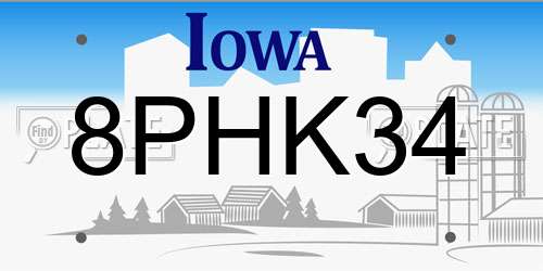 8PHK34 Iowa License Plate