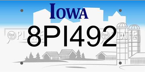 8PI492 Iowa License Plate