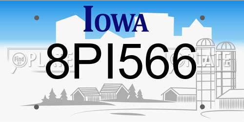 8PI566 Iowa License Plate
