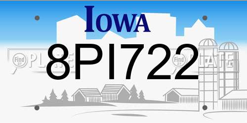 8PI722 Iowa License Plate