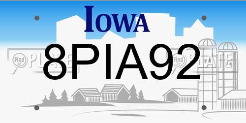 8PIA92 Iowa License Plate
