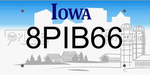 8PIB66 Iowa License Plate