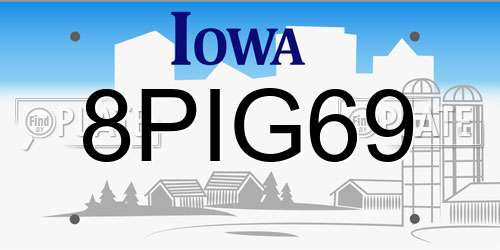 8PIG69 Iowa License Plate
