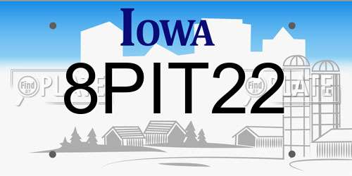 8PIT22 Iowa License Plate