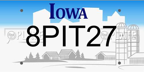 8PIT27 Iowa License Plate